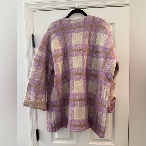SALTWATER LUXE charli sweater cardigan in lilac purple plaid small - Picture 4 of 8